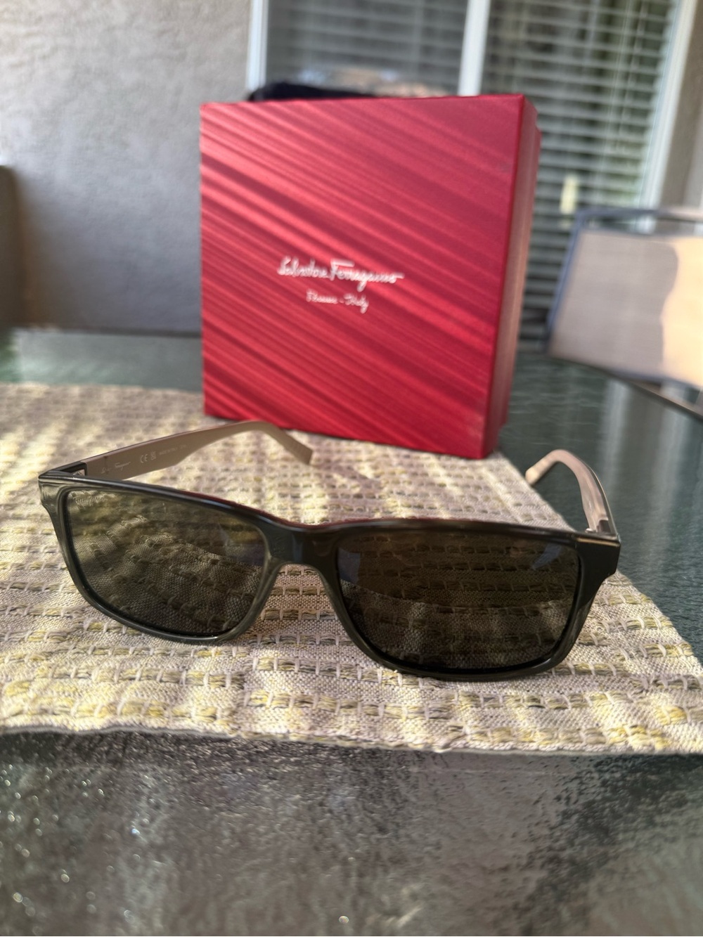 Salvatore Ferragamo Blgreen Sunglasses with Dark Lenses